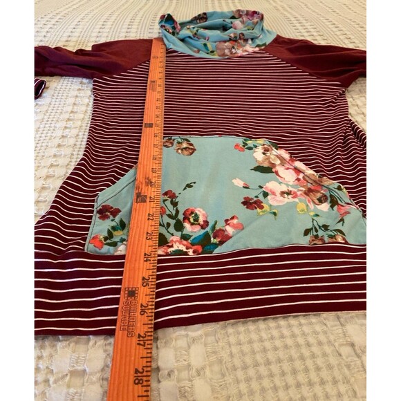 Swift Fox Knit Top Size ? Large Burgundy Stripe Cowl Neck Raglan Sleeves SOFT - Picture 10 of 11
